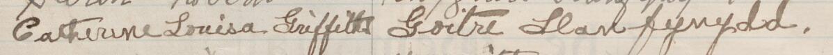 Image of Catherine Louisa Griffith's signature and address in the petition