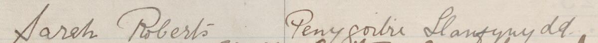 Image of Sarah Roberts's signature and address in the petition