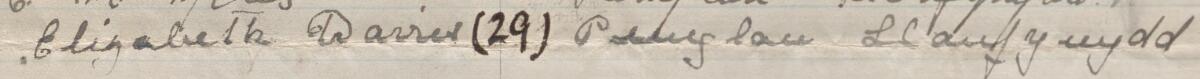 Image of Elizabeth Davies's signature and address in the petition