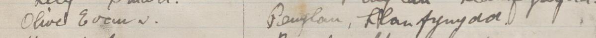 Image of Olive Evans's signature and address in the petition