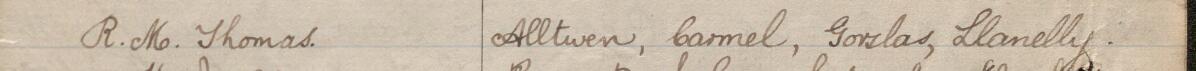 Image of R. M. Thomas's signature and address in the petition