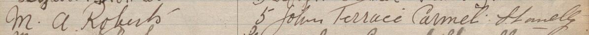 Image of M. A. Roberts's signature and address in the petition