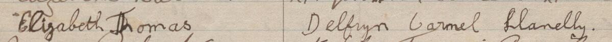 Image of Elizabeth Thomas's signature and address in the petition