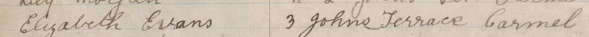 Image of Elizabeth Evans's signature and address in the petition