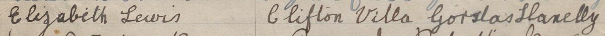 Image of Elizabeth Lewis's signature and address in the petition