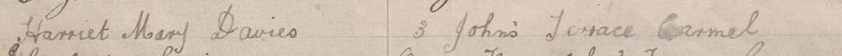 Image of Harriet Mary Davies's signature and address in the petition