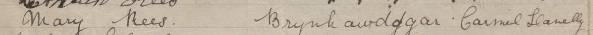 Image of Mary Rees's signature and address in the petition