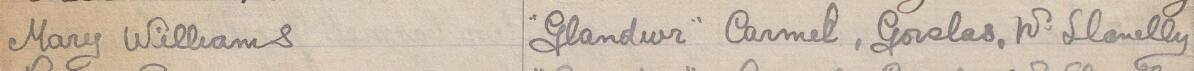 Image of Mary Williams's signature and address in the petition