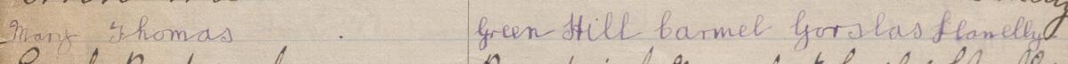 Image of Mary Thomas's signature and address in the petition