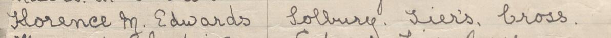 Image of Florence M. Edwards's signature and address in the petition