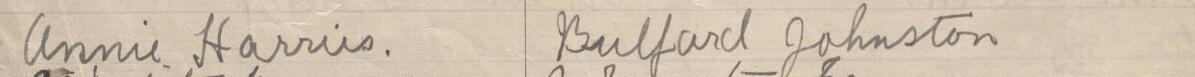 Image of Annie Harries's signature and address in the petition