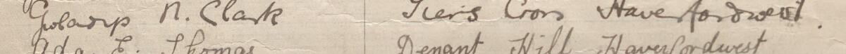 Image of Gwladys N. Clark's signature and address in the petition