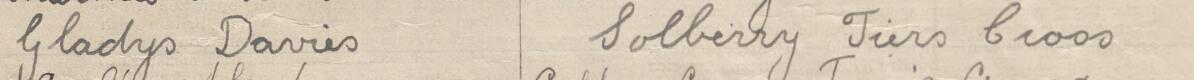 Image of Gladys Davies's signature and address in the petition