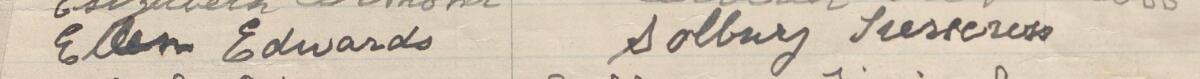 Image of Ellen Edwards's signature and address in the petition