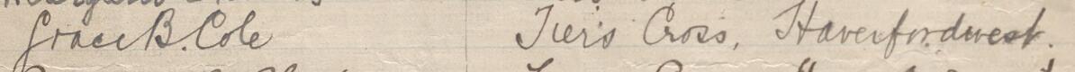 Image of Grace B. Cole's signature and address in the petition