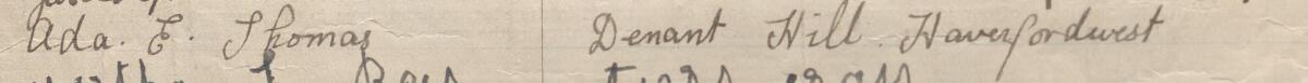 Image of Ada. E. Thomas's signature and address in the petition
