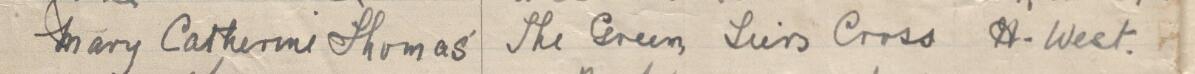 Image of Mary Catherine Thomas's signature and address in the petition