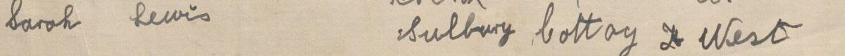 Image of Sarah Lewis's signature and address in the petition