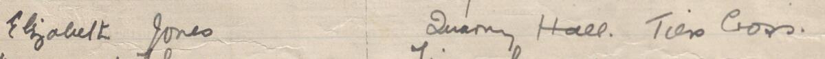 Image of Elizabeth Jones's signature and address in the petition