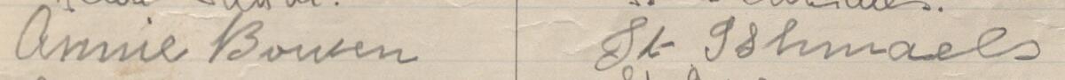 Image of Annie Bowen's signature and address in the petition