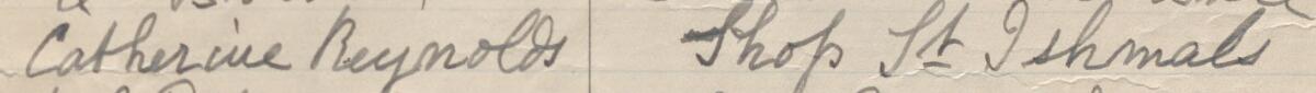 Image of Catherine Reynolds's signature and address in the petition