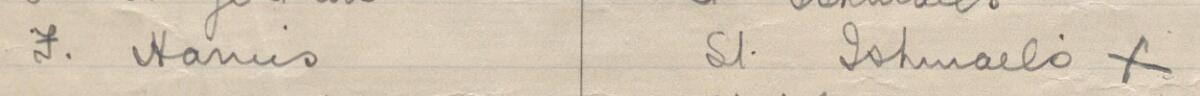 Image of F Harris's signature and address in the petition