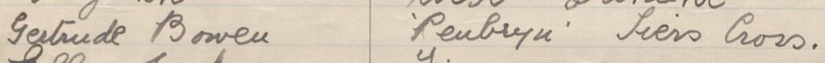 Image of Gertrude Bowen's signature and address in the petition