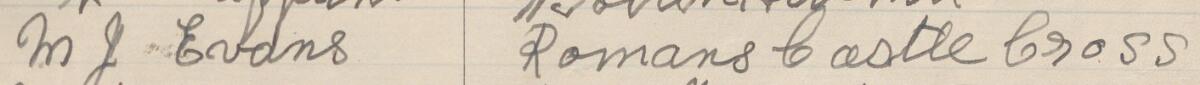 Image of M J Evans's signature and address in the petition