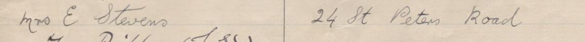 Image of Mrs. E Stevens's signature and address in the petition