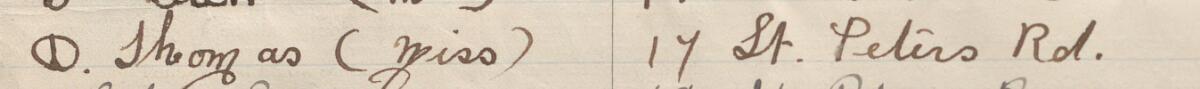 Image of Miss D Thomas's signature and address in the petition