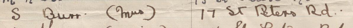 Image of Mrs. S Burr's signature and address in the petition