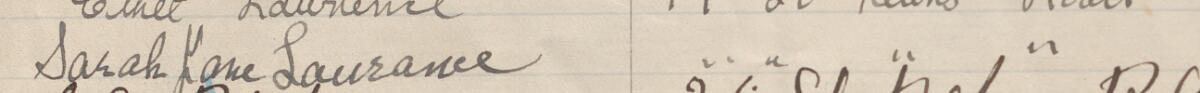 Image of Sarah Jane Laurance's signature and address in the petition