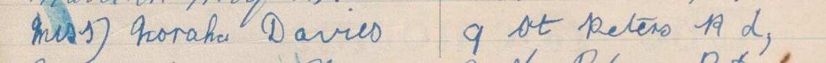 Image of Miss Norah Davies's signature and address in the petition
