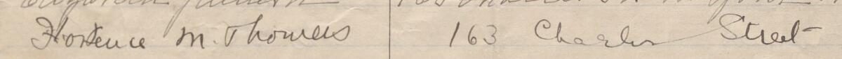 Image of Hortence M Thomas's signature and address in the petition