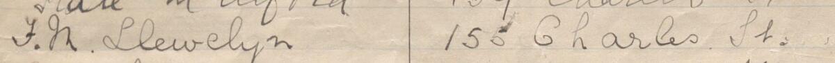 Image of F M Llewelyn's signature and address in the petition