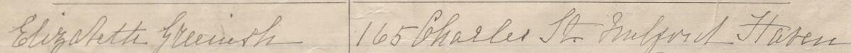 Image of Elizabeth Greenish's signature and address in the petition