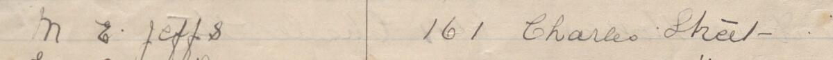 Image of M E Jeffs's signature and address in the petition