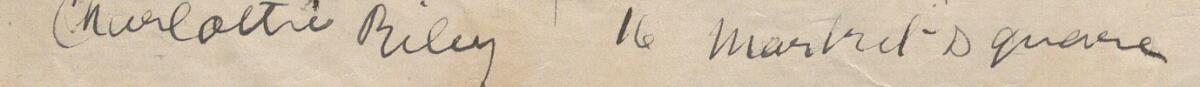 Image of Charlotte Riley's signature and address in the petition