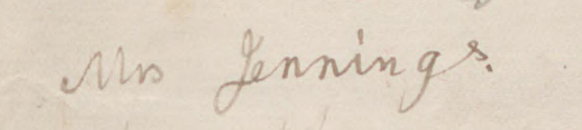 Image of Mrs. Jennings @'s signature and address in the petition