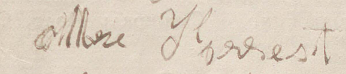 Image of Mrs. Forrest @'s signature and address in the petition