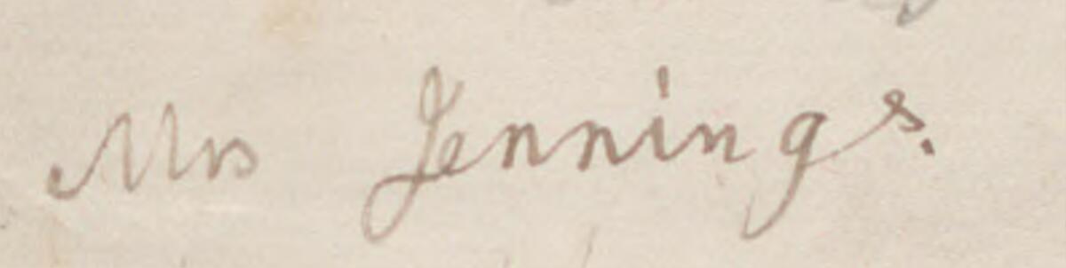 Image of Mrs. Jennings @'s signature and address in the petition
