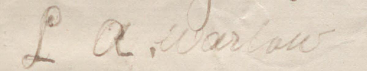 Image of L A Warlow @'s signature and address in the petition