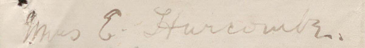Image of Mrs. E. Harcombe @'s signature and address in the petition