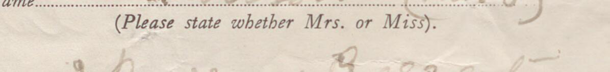 Image of Miss M. M. Wilson's signature and address in the petition