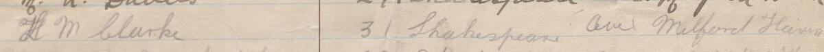 Image of L M Clarke's signature and address in the petition