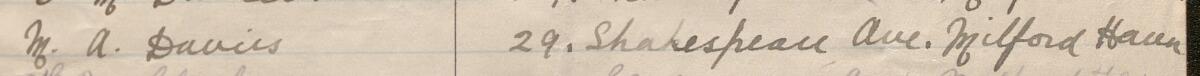 Image of M.A.Davies's signature and address in the petition