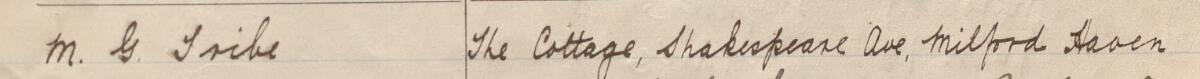 Image of M.G.Tribe's signature and address in the petition