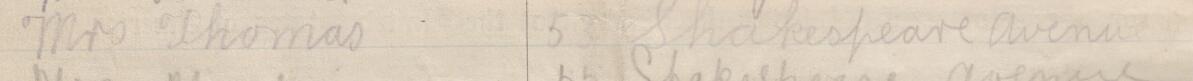 Image of Mrs Thomas's signature and address in the petition