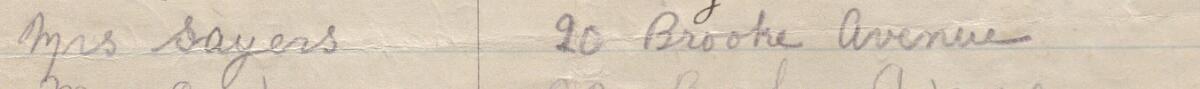 Image of Mrs Sayers's signature and address in the petition