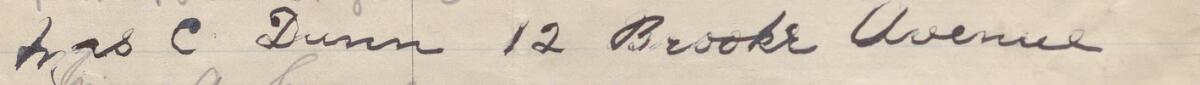 Image of Mrs C Dunn's signature and address in the petition